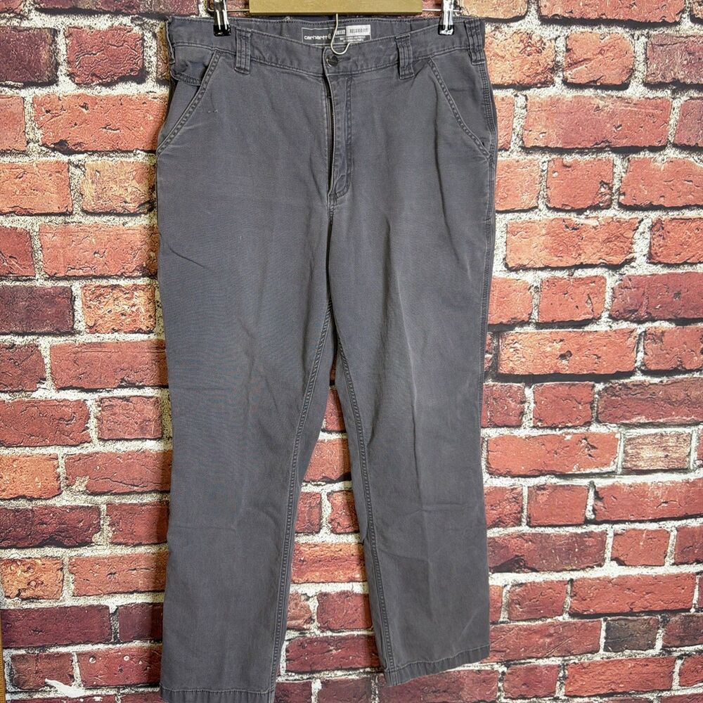 Carhartt Rugged Flex Relaxed Fit Canvas Work Pants Mens 36x32 Gray Carpenter